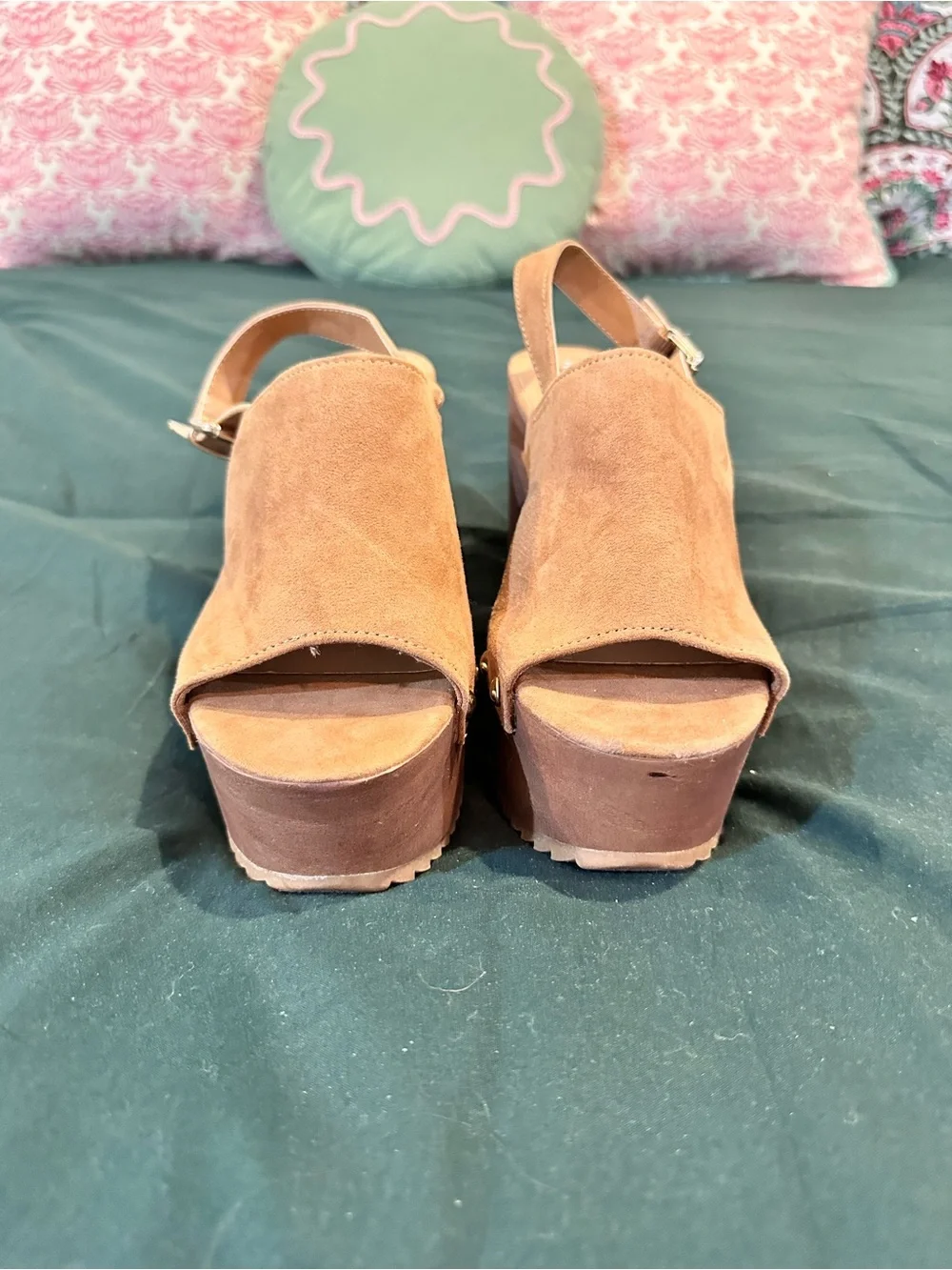 Wonderly Tan Suede Platform Slingback Sandals
